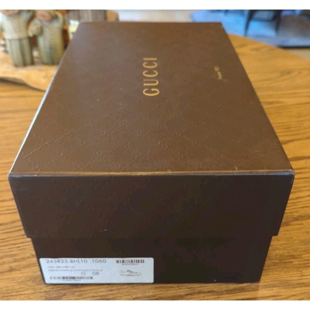 Gucci GG Web Stripe Sneakers Black Leather Size 8 US Low Top Lace-Up Trainer Box - Picture 14 of 16